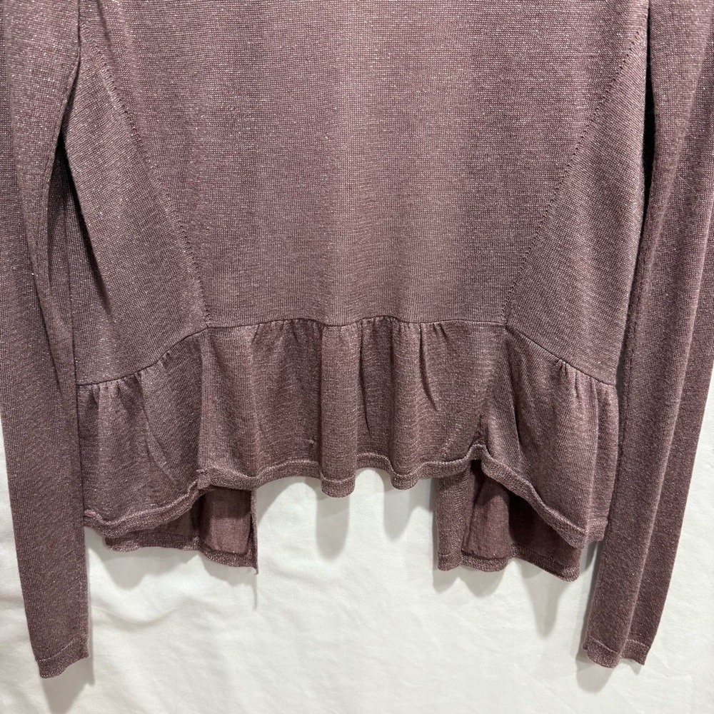 Banana Republic Metallic Ruffle Hem Open Cardigan Small Festive Office Wedding - Picture 13 of 14
